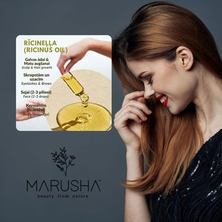 Rīcineļļas lietošana matiem, sausiem matiem, galvas ādai, uz skropstām