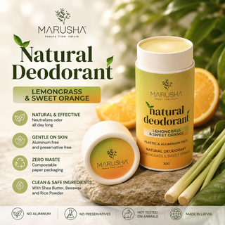 Zero waste and sustainable MARUSHA Natural deodorant without aluminium and plastic with plant based ingredientd