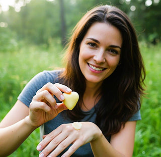 Cietais roku sviests sievietei rokā