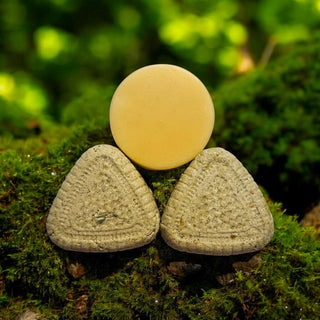 Solid shampoo bar for blond hair and conditioner bar packaging free and plastic free