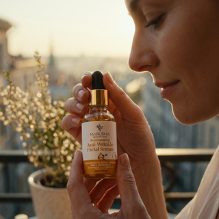 Mitrinošs sejas serums sejai tiek klāts uz ādas ap acīm un visas sejas ādas