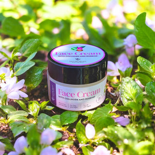 Sejas un acu krēms ar kolagēnu pret grumbām un sausai ādai uz zaļiem augiem