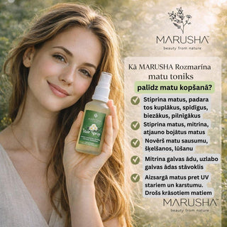 Marusha Rozmarīna matu toniks ar Keratīnu un tā lietošanas ieguvumi bojātiem matiem un sausai ādai