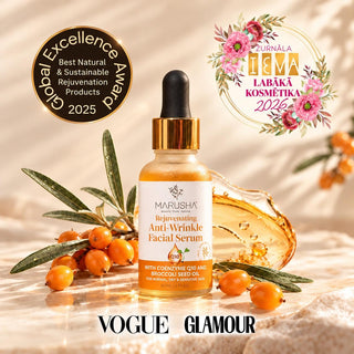 Sejas serums pret grumbām sausai nobriedušai un bālai ādai  ar "Global Excellence Award 2025" balvu