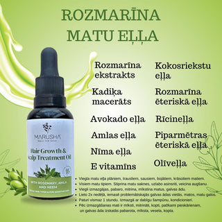 Rozmarīna eļļa matiem matu augšanai un pret matu izkrišanu ar sastāvdaļu uzskaitījumu