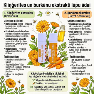 Kliņģerītes un burkānu eļļa sausām lūpām un sasprēgājušām lūpām kā palīdz