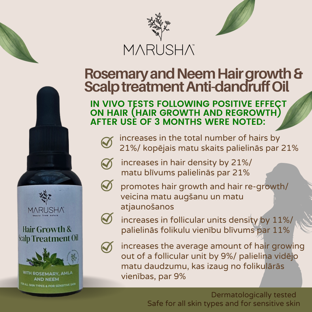 Marusha rosemary and neem extract hair oil positive effects list after treatment