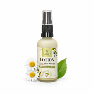 Mitrinošs ķermeņa losjons ar kumelīti un alveju sievietei un vīrietim pēc skūšanās sejai un kā roku krēms sausai ādai