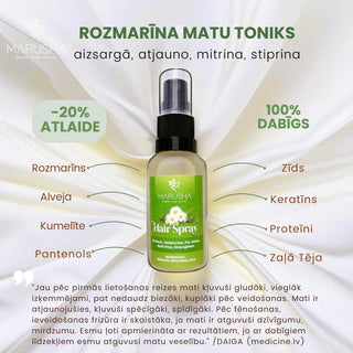 Toniks matiem ar Rozmarīnu un Keratīnu ar dabīgo sastāvdaļu sarakstu
