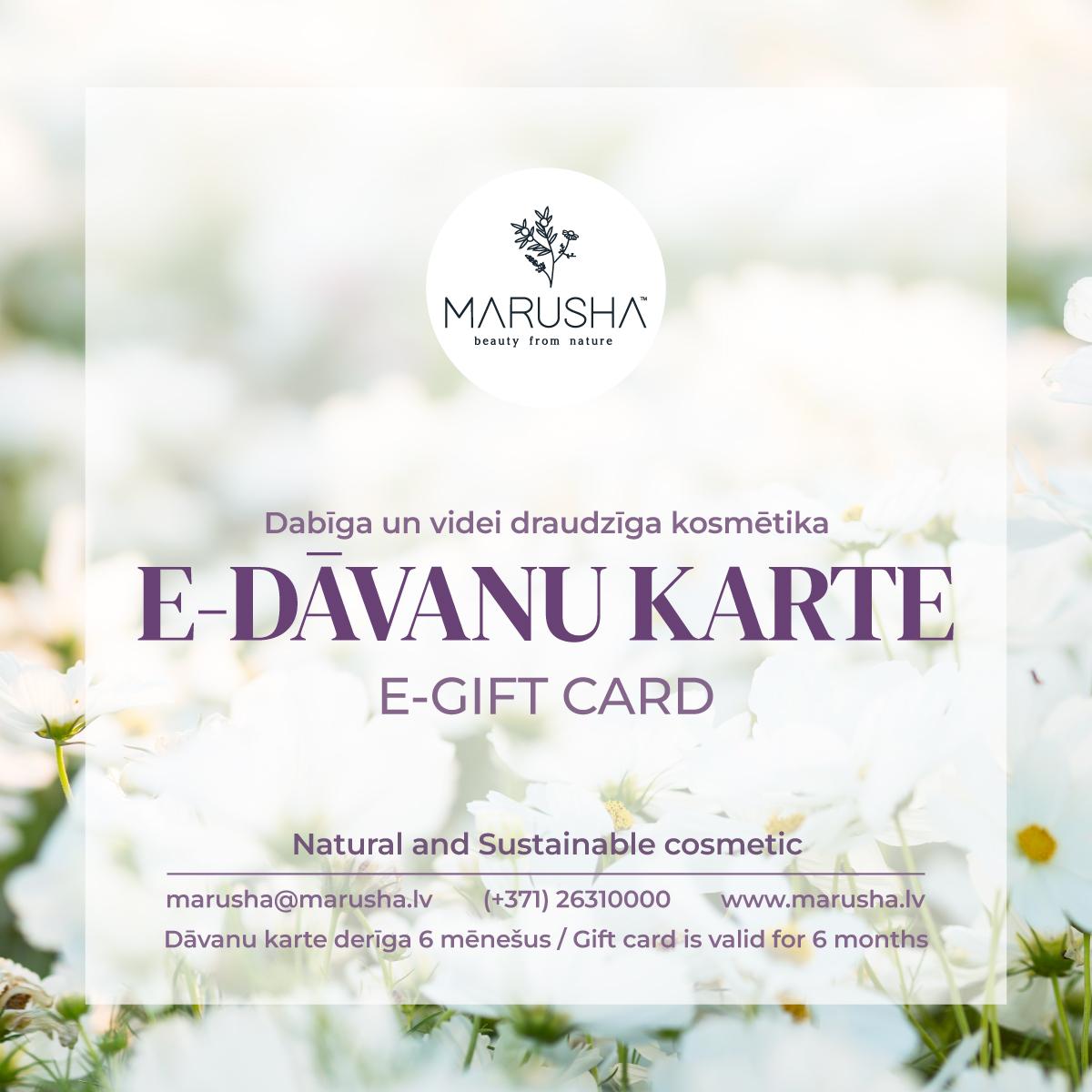 Dāvanu karte E-Gift Card - Marusha  natural, handmade, zero waste cosmetic